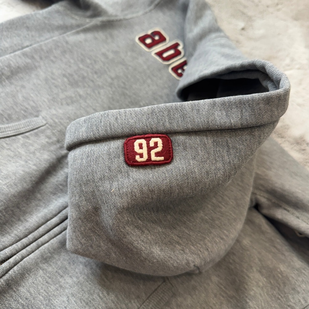Abercrombie Kids Large Gray Full Zip Hoodie Sweatshirt Applique Logo 92 Patch - Picture 3 of 15